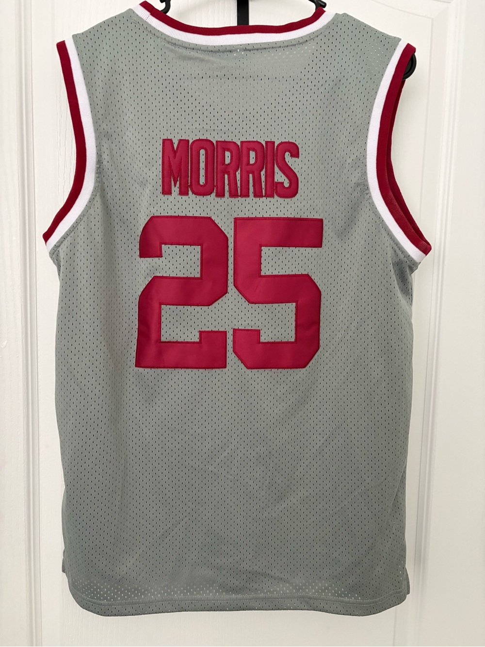 Morris #25 Grey and Red Mesh Basketball Jersey – Team Style